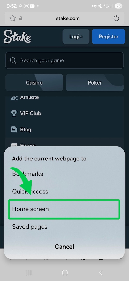 Install or add to home screen